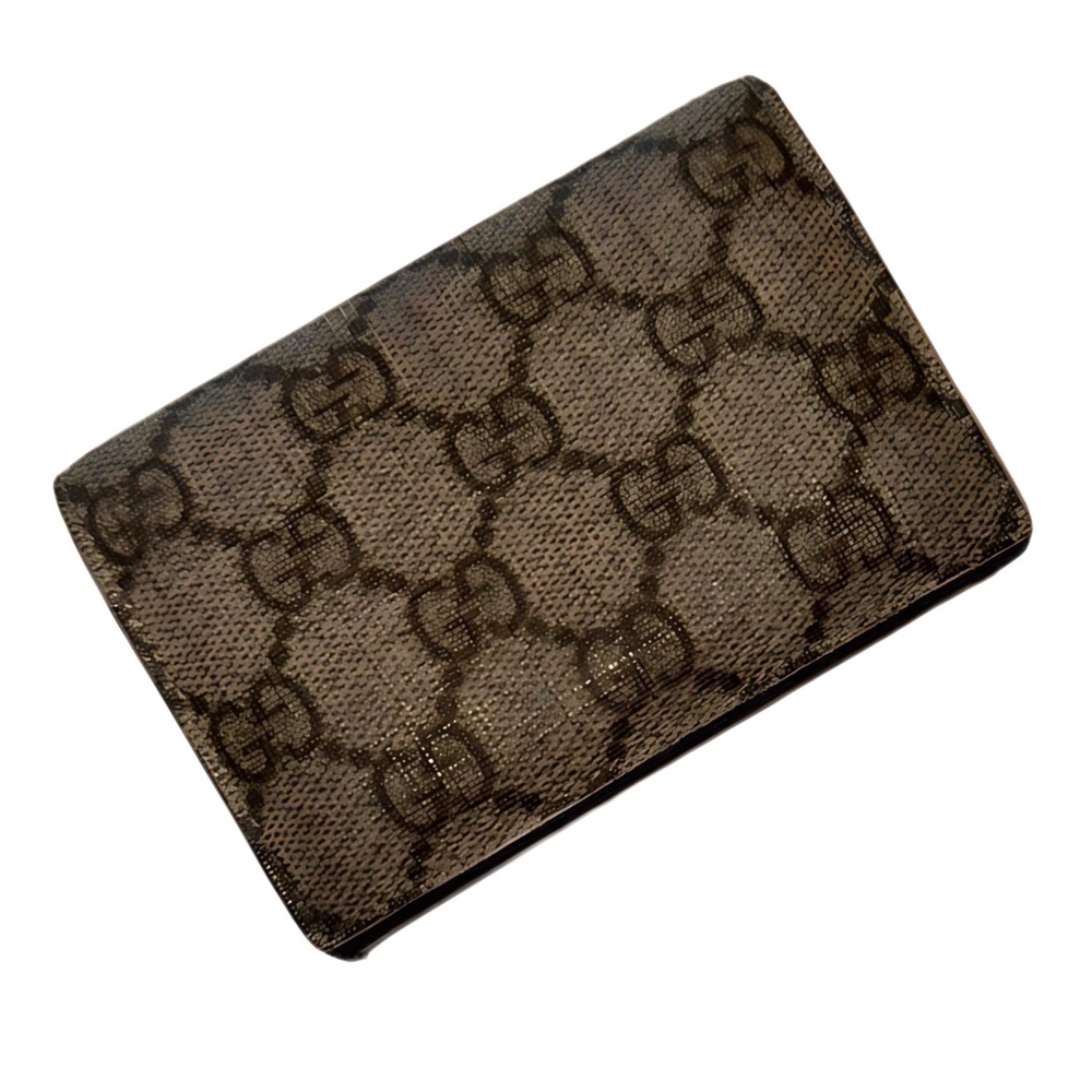 Gucci Monogram Card Case GG Supreme Monogram Card Case Beige PVC canvas